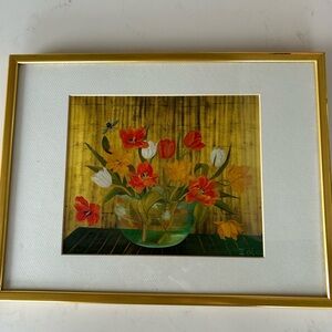 Framed Floral Still Life Reproduction Print of painting by Swedish painter Zoia.